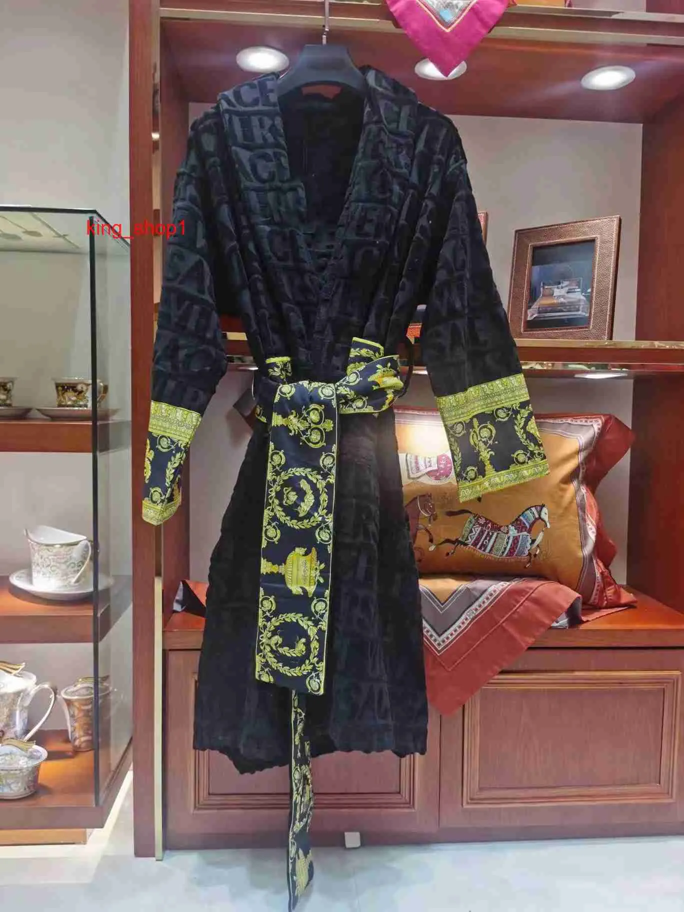 Peignoir classique pour hommes et femmes, kimono unisexe, peignoir de luxe en coton, 7 couleurs, pyjama de marque de styliste, chaud pour couple, vêtements de détente Bathrobe CC6Y
