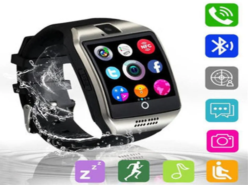 Authentic Q18 Smart Watches Bluetooth Wristband Smartwatch TF SIM Card NFC with Camera Chat Software Compatible iOS Android Cellph7581333