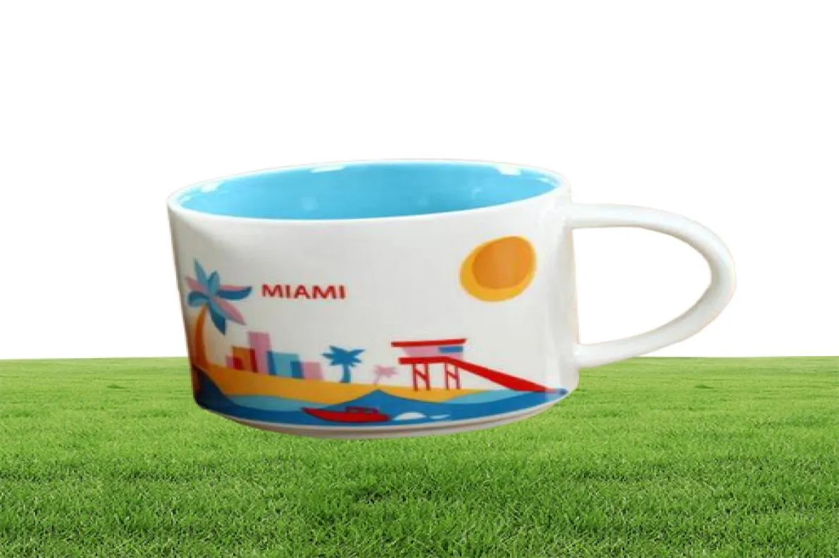 Tasse de ville en céramique d'une capacité de 14 oz, meilleure tasse à café des villes américaines avec boîte originale Miami City1803298
