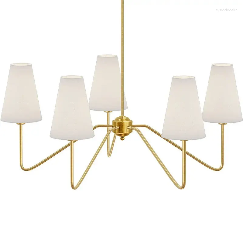 Ljuskronor Kitchen Island Lighting Fixture Classic Polished Gold/ Black With White Linen Shades Bedroom Modern Chandelier