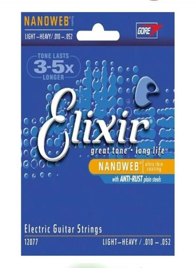 5sets elixir 줄 12077 010052 인치 Nanoweb Great Tone Long Life Custom Super Light Electric Guitar Strings 악기 6443461