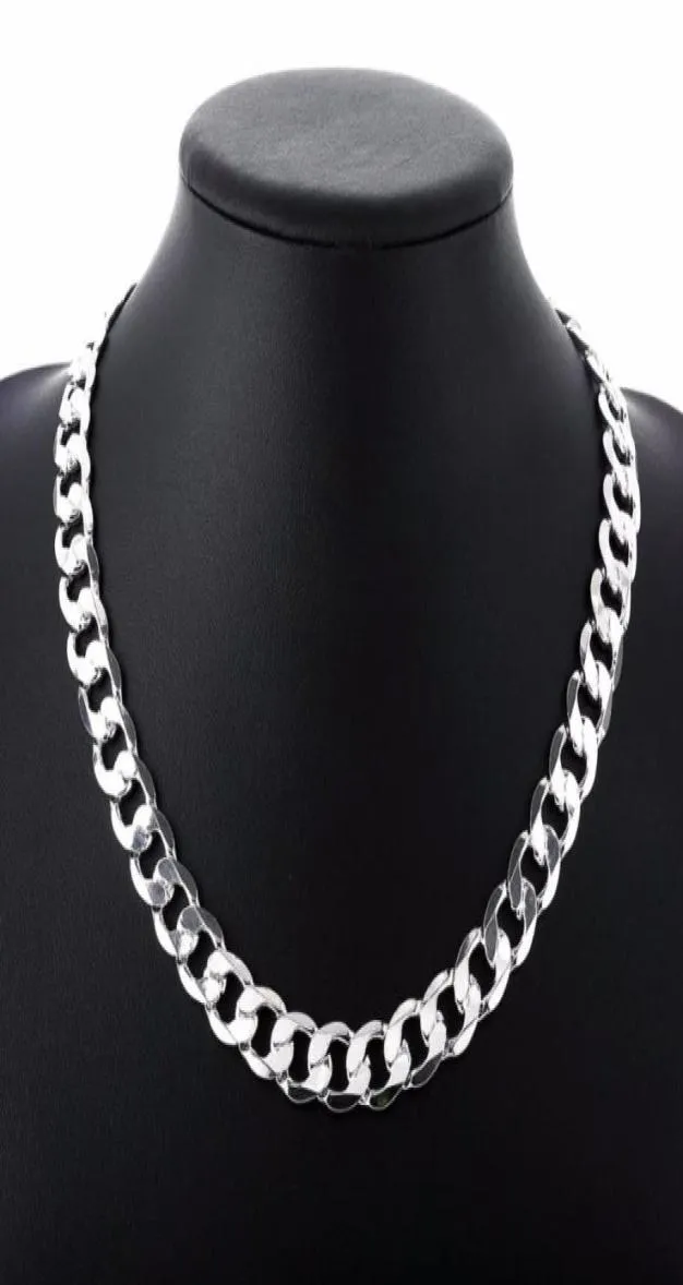 Chains 2022inch 12 Mm Curb Chain Necklace For Men Silver 925 Necklaces Choker Man Fashion Male Jewelry Wide Collar Torque Colar8257172