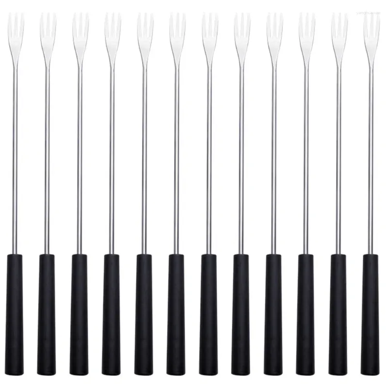 Forks 12 Pcs Chocolate Fondue Fork Skewer Fruit Pick Mini Metal Bbq Stainless Steel Indoor