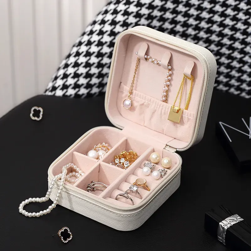 ring earrings necklace packaging storage box portable travel jewelry box high quality easy to carry jewelry box with medium&mini size valentines gift