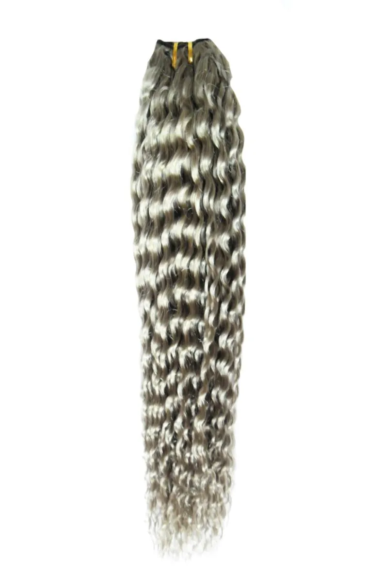 cheveux humains pas cher grade 8a brésilien crépus bouclés tisse 100gpc extensions de cheveux gris argentdouble qualité de trame sans perte tangl1429715