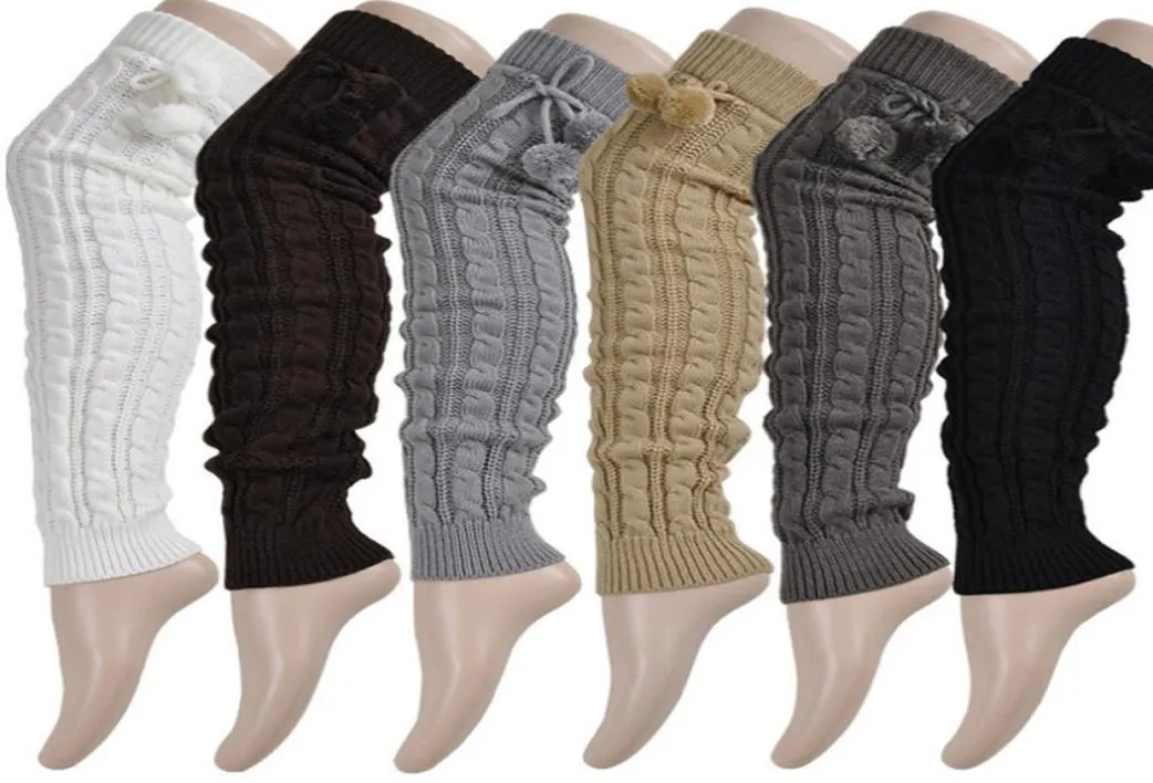 Filles mode jambières femmes chaud genou haute hiver tricot solide Crochet jambières chaussettes chaud bottes manchettes longues chaussettes 7197684