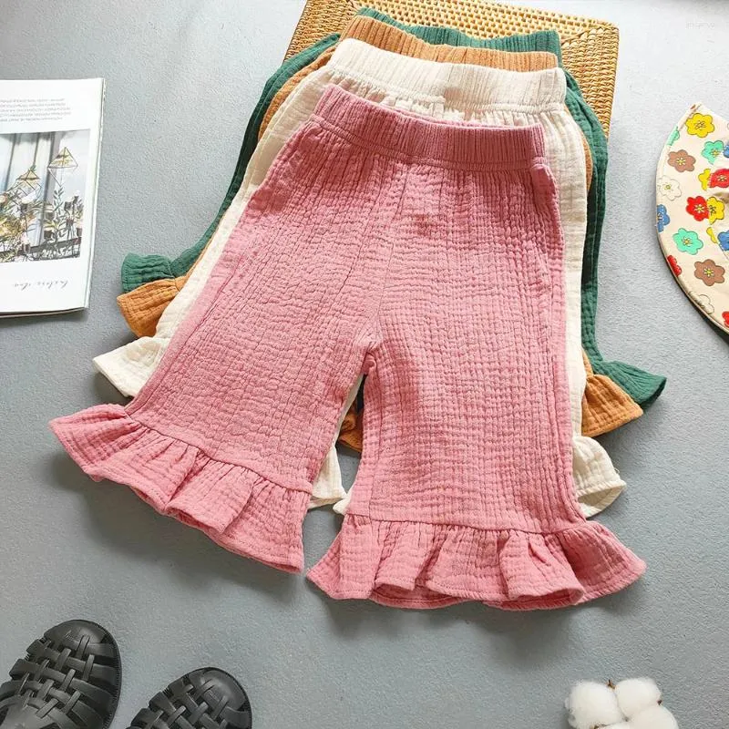 Trousers Children Clothes Girls Ruffle Capris Short Pant Spring Summer Clothing Casual Baby Girl Cotton Yarn Wide Leg Pants