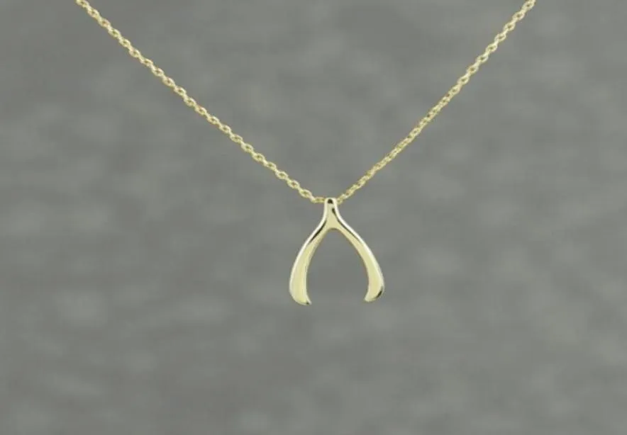 Pendentif porte-bonheur tendance Wishbone plaqué or et argent, bijoux à la mode, collier de déclaration pour femmes, colliers 2891422