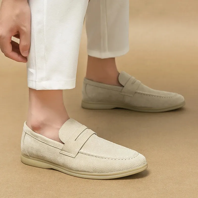 Sociale Suède Rijden Schoenen Echt Leer Mannen Casual Luxe Merk Zachte Loafers Mocassins Slip op Leisure Wandelschoen 240106