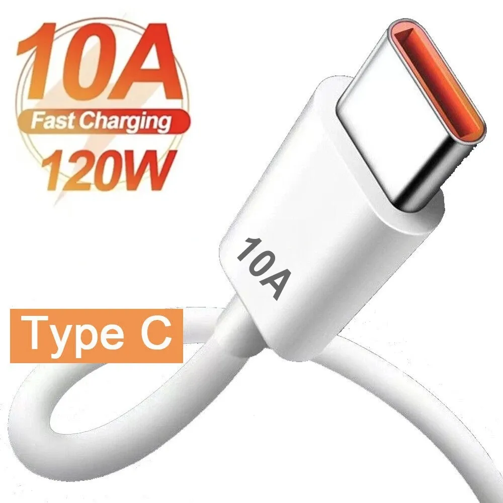 120W 10A USB 유형 C 케이블 Xiaomi Samsung Huawei Mate를위한 슈퍼 빠른 숯 와이어 60 50 Honor Poco 빠른 충전 USB C 데이터 코드