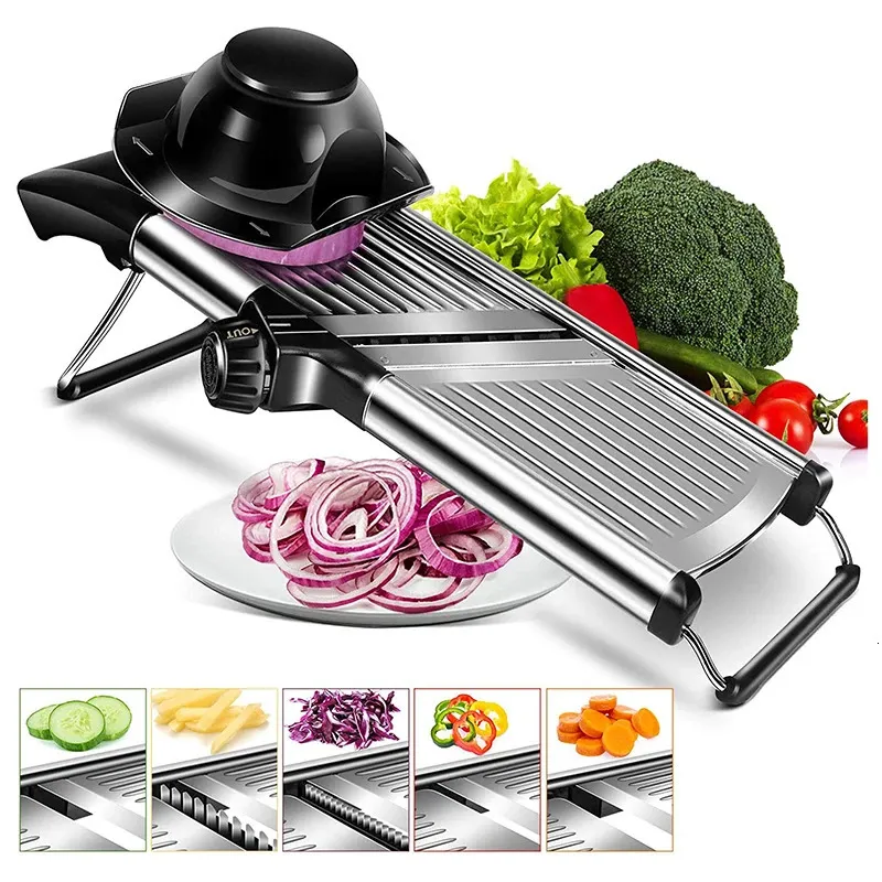 Mandoline réglable en acier inoxydable, coupe-légumes professionnel, râpe à légumes avec lames, Gadgets de cuisine 240106