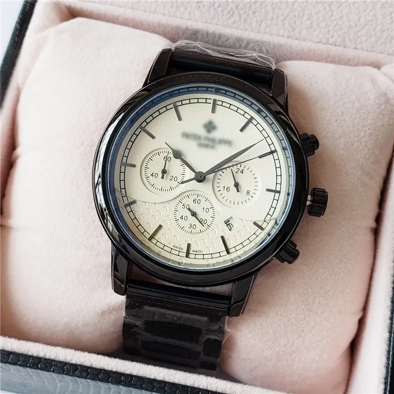 Men luxury designer Automatic quartz watch Mens auto 6 hands Watches steel bands wristwatch sports timer running seconds
