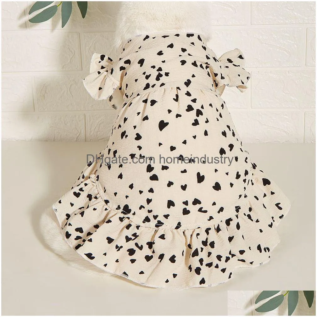 Abbigliamento per cani Macchie d'amore Gonna Moda Simpatici cani di piccola taglia Vestiti Vestito Gatto Consegna a domicilio Giardino domestico Forniture per animali Dhhnx