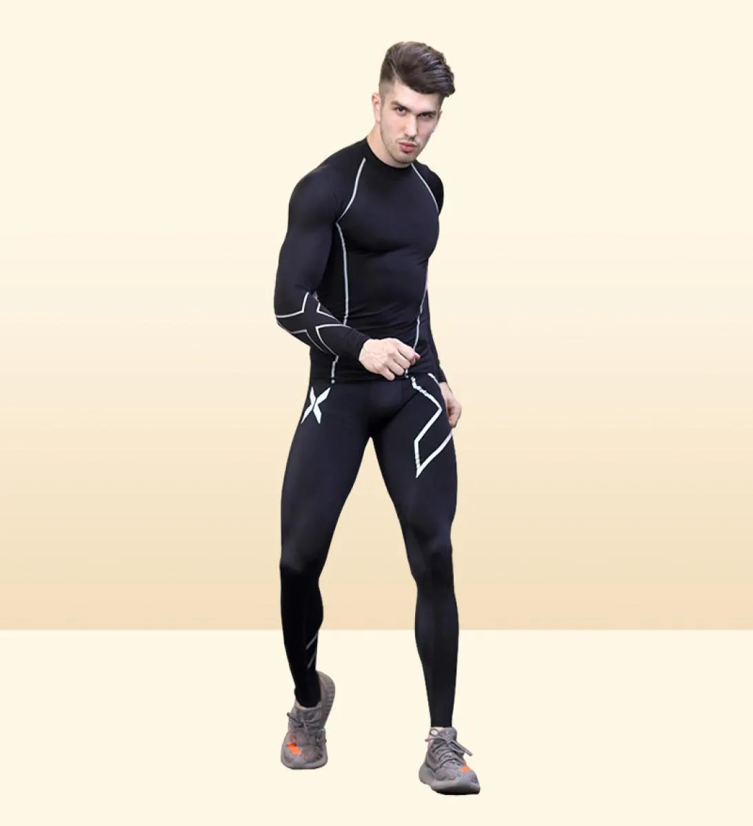 Erkek spor salonu vücut geliştirme sıkıştırma sıkı uzun pantolon siyah pantolon joggers malla hombre fitness koşu pantolon 2xu1401563