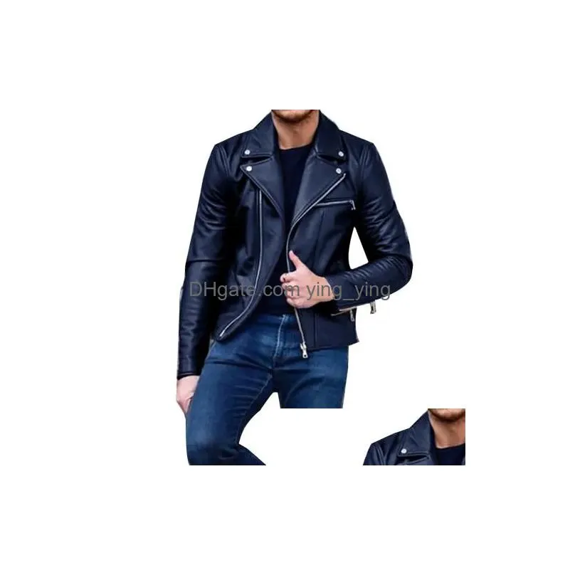 Giacche da uomo Uomo Ecopelle Inverno Veste Cuir Homme Cappotti Uomo Caldo Hip Pop Giacca Abbigliamento Deri Ceket Bomber Drop Delivery Appar Dhuwv