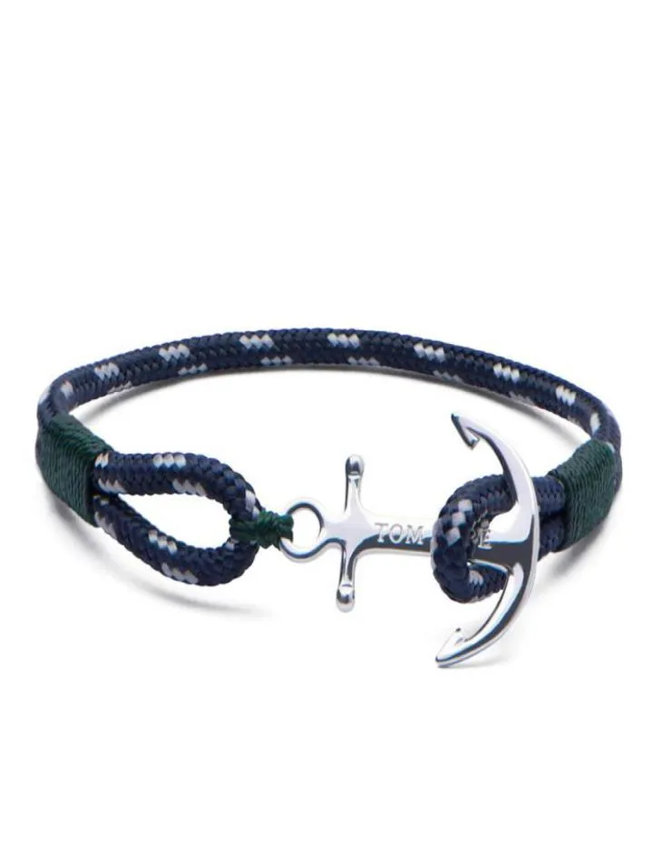 Tom Hope Armband 4 Size Handgjorda Southern Green Thread Rope Chains Rostfritt stål Ankare Charms Bangle With Box och Th117261242