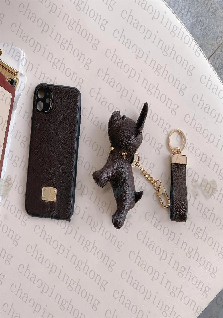 Fashion Cell Phone Cases For iPhone 13 11 12 Pro Max X XR XSMAX Cover keychain Cute Dog Charm Luxury Designer 3 in 1 Suit Women Me4895368