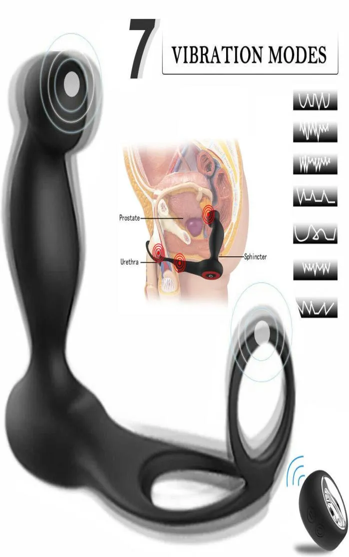 USB ładowalny masaż prostaty z pierścieniem zdalny krzemowe zabawki wibratorowe Anal Seksu dla mężczyzn