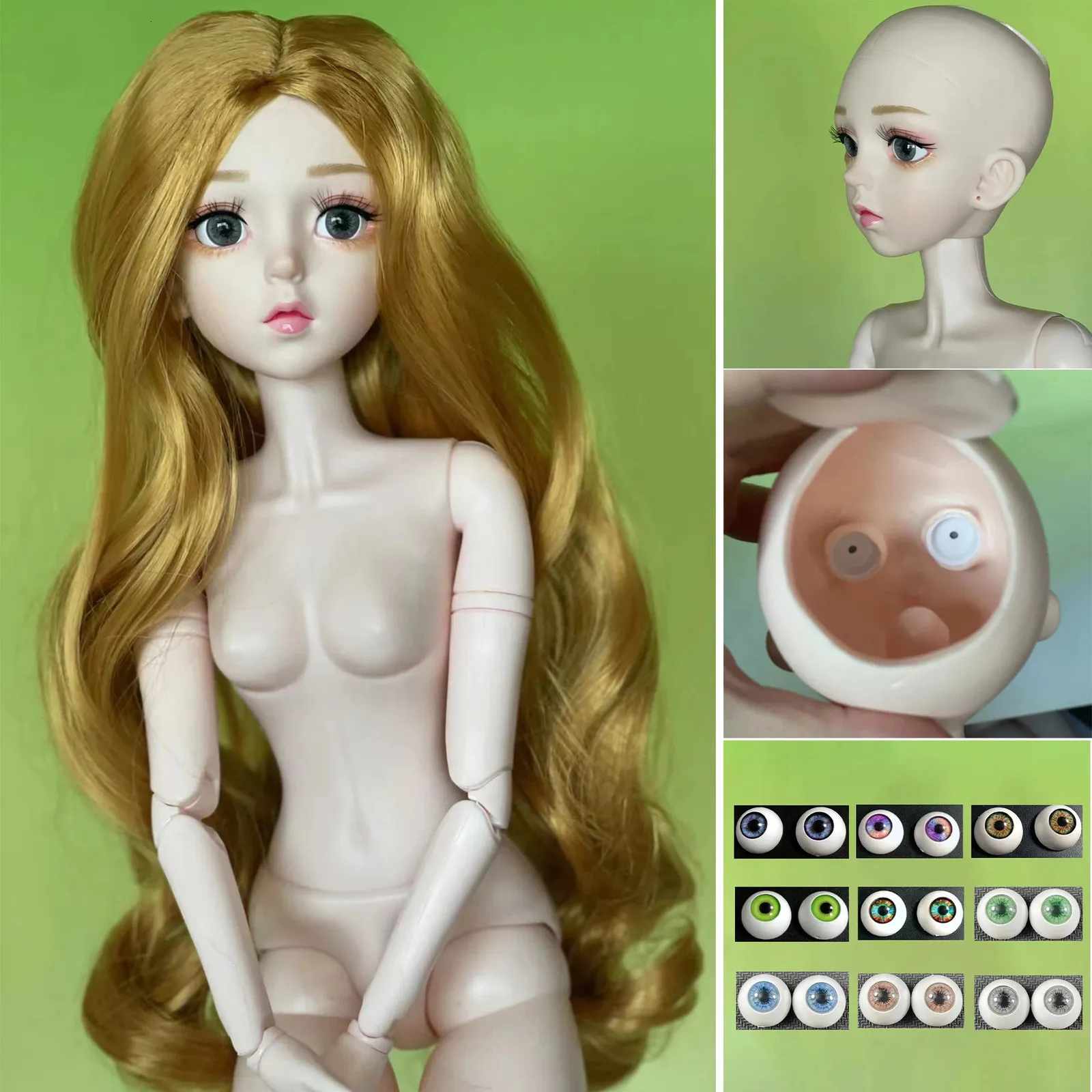 Mode bricolage 60 cm princesse poupée avec 3 paires d'yeux 13 BJD poupée articulations mobiles enfants filles poupée jouet cadeau 240105