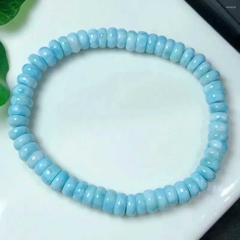 Decorative Figurines 6 2mm Customzied Cost Creative Natural Larimar Crystal Disc Bead Bracelet For Healing Jewelry Gift