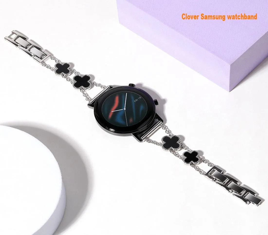 20mm Samsung Galaxy Watch 5ストラップウォッチ4バンド40mm 44mmウォッチ5 Pro 45mm 22mmファッションブリングダイヤモンドクローバーバンド2618484と互換性