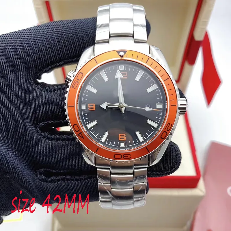 해양 남성 시계 고품질 럭셔리 시계 42mm 세라믹 베젤 자동 기계 운동 904L 풀 스테인레스 스틸 Luminous Man Master Watch Megalodon