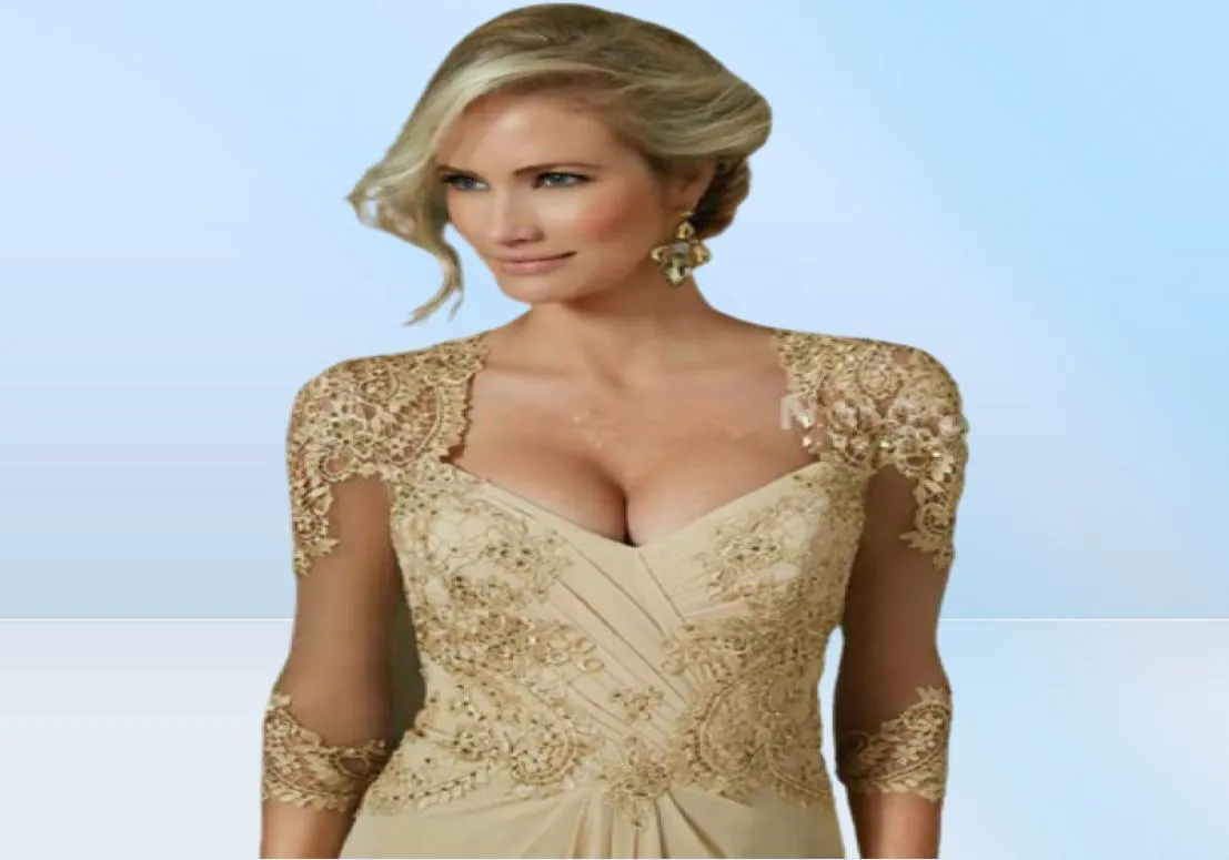 Элегантные шифоновые платья для матери невесты с кружевными аппликациями и бусинами Вечерние платья 2022 на заказ Плюс размер свадебного гостя Dre6015681