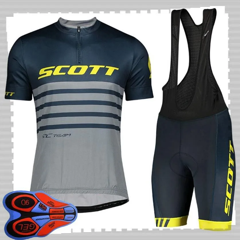 Scott 팀 사이클링 짧은 소매 저지 턱받이 반바지 세트 남성 여름 통기성 도로 자전거 의류 MTB 자전거 복장 스포츠 UNI309U