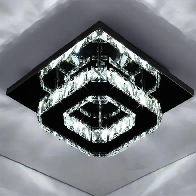 Vierkante Kristallen Plafondlamp Moderne LED 20 CM Entree Plafondlamp Voor Hal Hal Woonkamer Slaapkamer Home Lighting263b