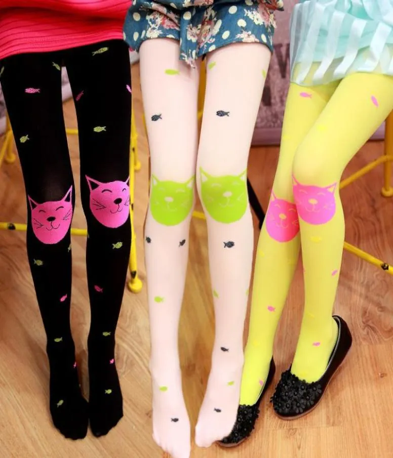 Kids Girls Colored Tights Velvet Candy Colors Cute Cat Fish Tights for Baby Children Pantyhose Stocking Autumn 920 X24166132