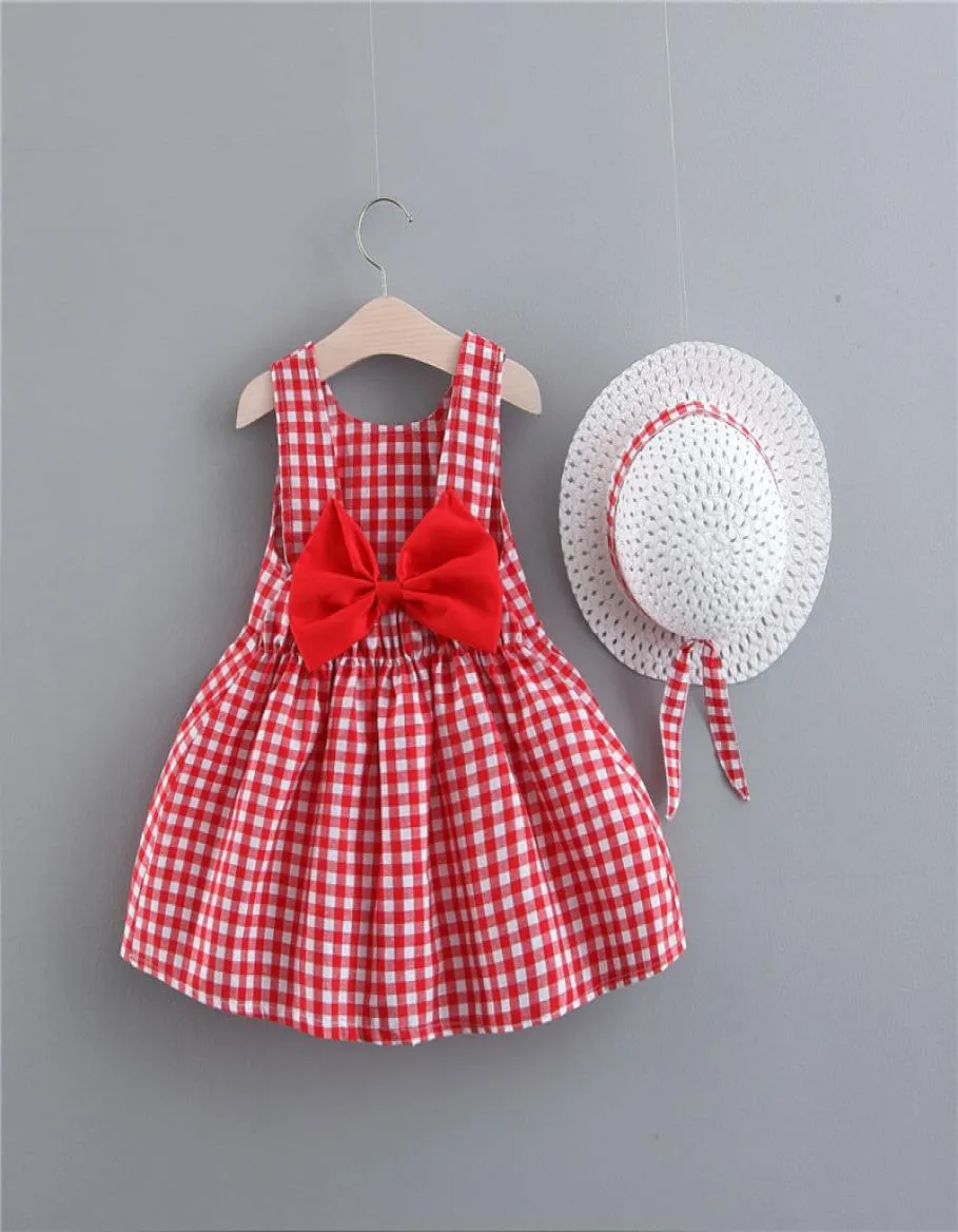Robe d'été pour bébé fille, vêtements pour tout-petits, ensemble 2 pièces, vêtements pour fête de mariage, nouveau-né, avec chapeau à nœud7624643