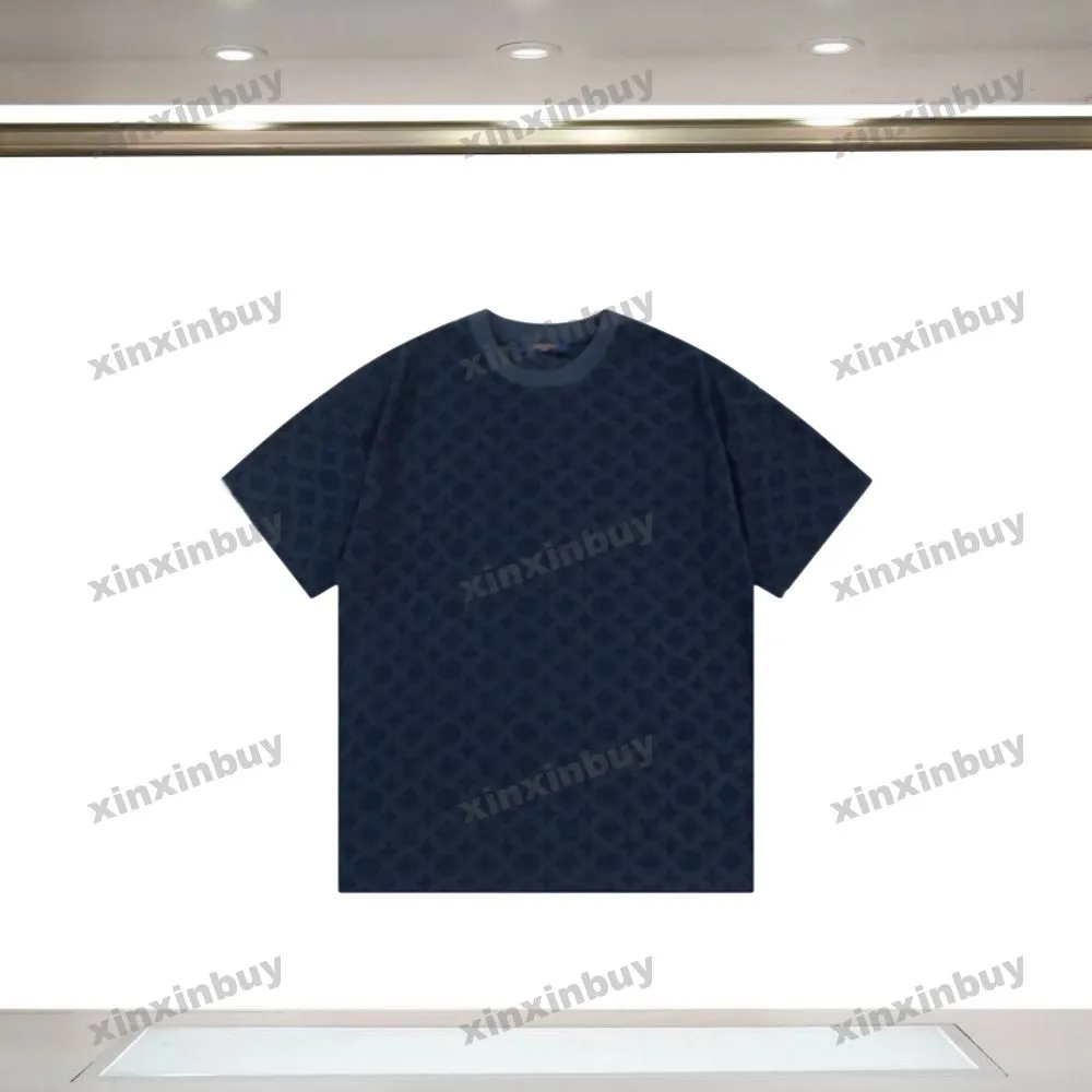 Xinxinbuy 2024 Men Designer Tee T Shirt Flock Jacquard منشفة التطريز