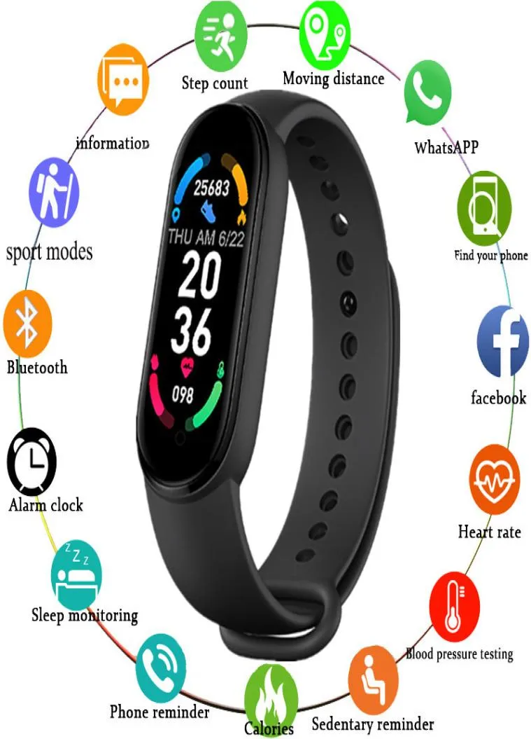 M6 Smart Watch Sport Opaska na rękę Fitness Tracker Bransoletka Monitor Krew Monitor Bluetooth Smartband Mężczyźni Kobiety za x2937208