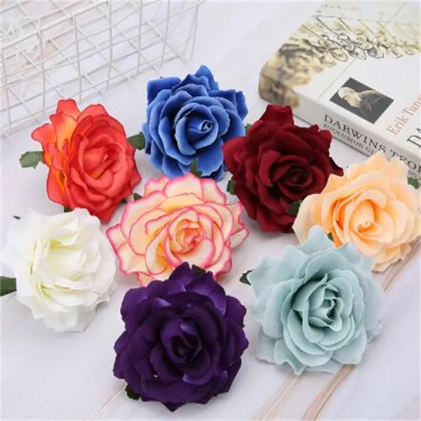 10cm Big Rose Artificial Flowers Heads Silk Fake Flowers For Home Decor Marriage Wedding Decoration DIY Garland Accessories