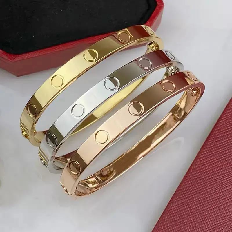 Designer-Schraubarmband, modischer Luxus, trendiger Armreif, 18 Karat Gold, Titanstahl, Damen- und Herren-Nagelarmbänder, Silber, klassischer Schmuck