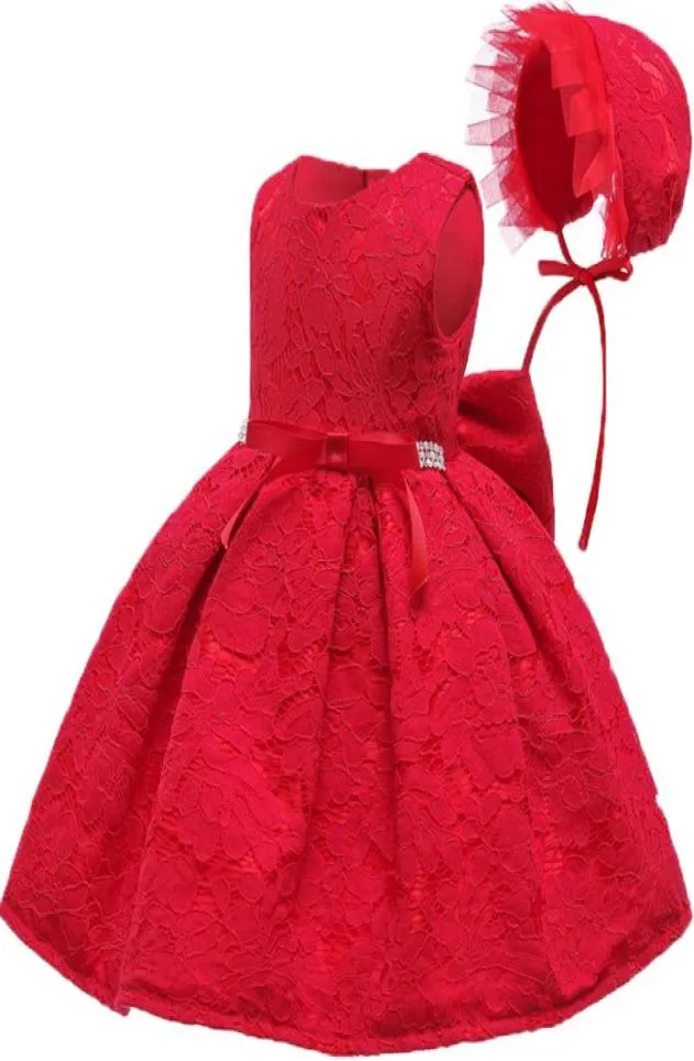 Säuglings-Spitzen-Partykleid mit Hut für Neugeborene, Bebes, 1 Jahr, kleines Mädchen-Kleid für Baby-Geburtstags-Outfits, Taufe, Neujahr, Weihnachten, Kleidung Y1901479041