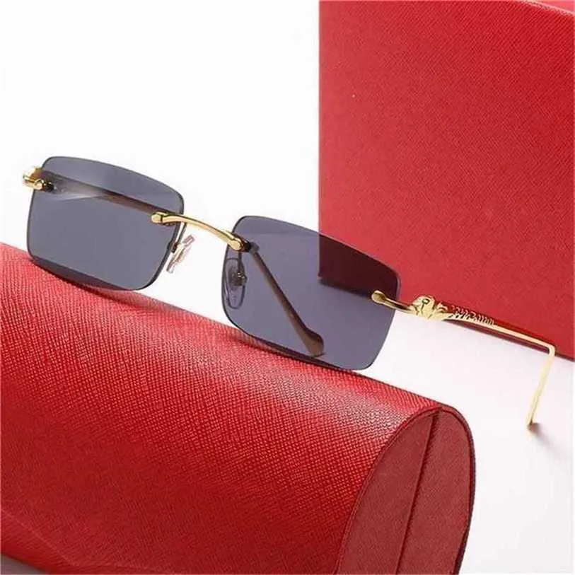 15% OFF Sunglasses new Spot-painted leopard head square Men's trend frameless metal Women's fashion personality glassesKajia New