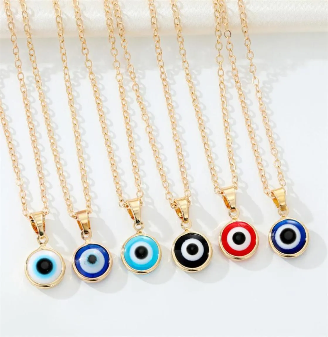 Fashion Colors Evil Eyes Pendant Necklace Turkish Eye Chains Choker Necklaces Clavicel Chains for women jewelry7552186