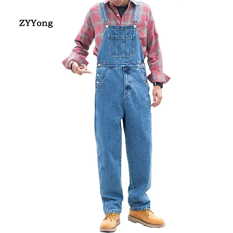 Latzhose für Männer, Hosenträgerhose, Herren-Jeans-Overalls, High Street, Distressed-Mode, Denim, männlich, Plusgröße, S-3XL, 240106