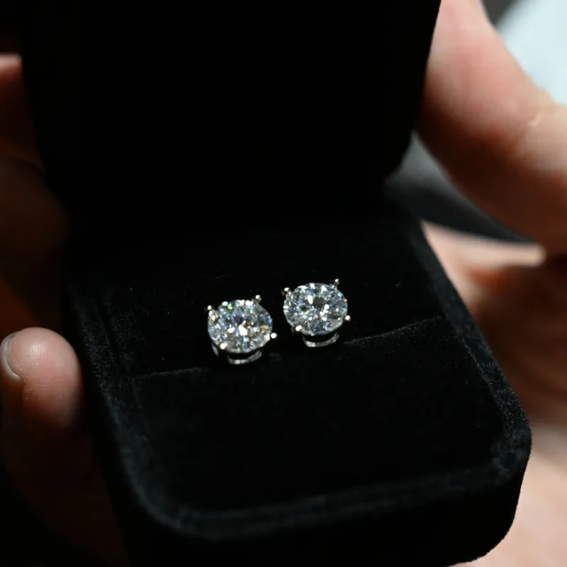 2 Karat Real Moissanite Stone Earrings For Ladies 925 Sterling Silver Wedding Engagement Anniversary Gift With Jewelry Box