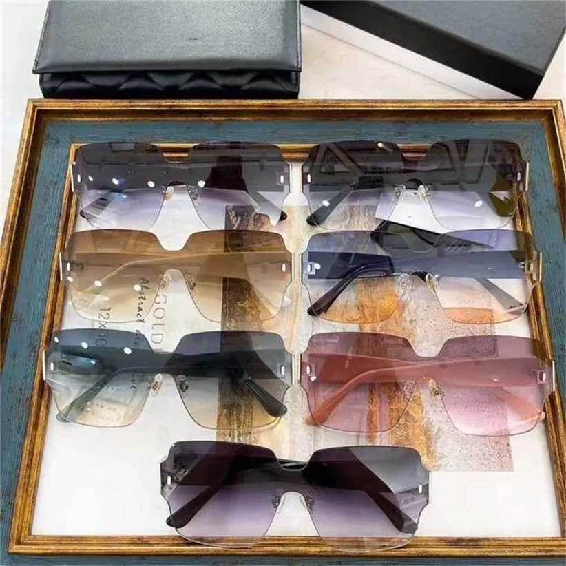 22% DI SCONTO Il nuovo rosso netto di Xiaoxiangjia di alta qualità lo stesso tipo di occhiali da sole color caramello senza montatura Occhiali da sole versatili da donna 8162