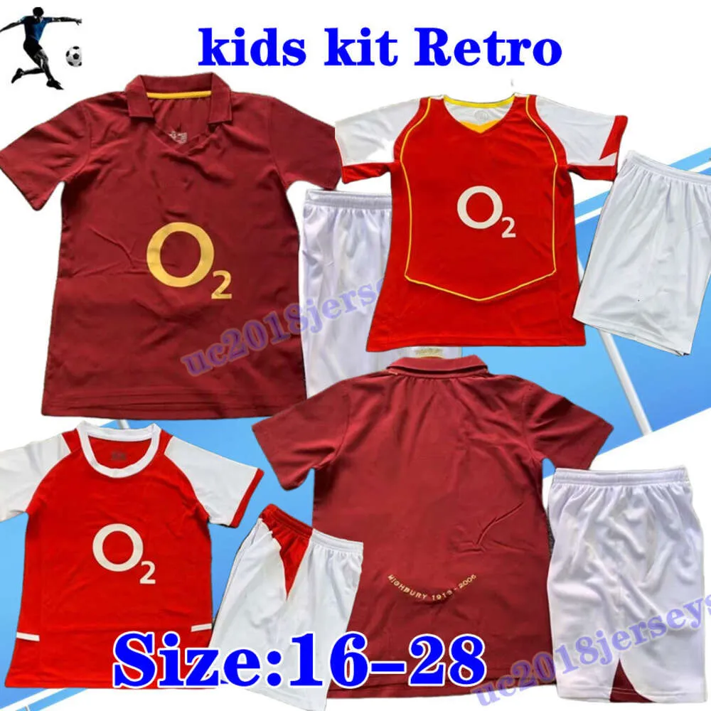 Kid Kit 2002 2004 Henry Bergkamp Retro Soccer Jersey V. Persie Vieira Merson Boy Home Away 3rd 02 04 05 06 Child Football Shirt Short