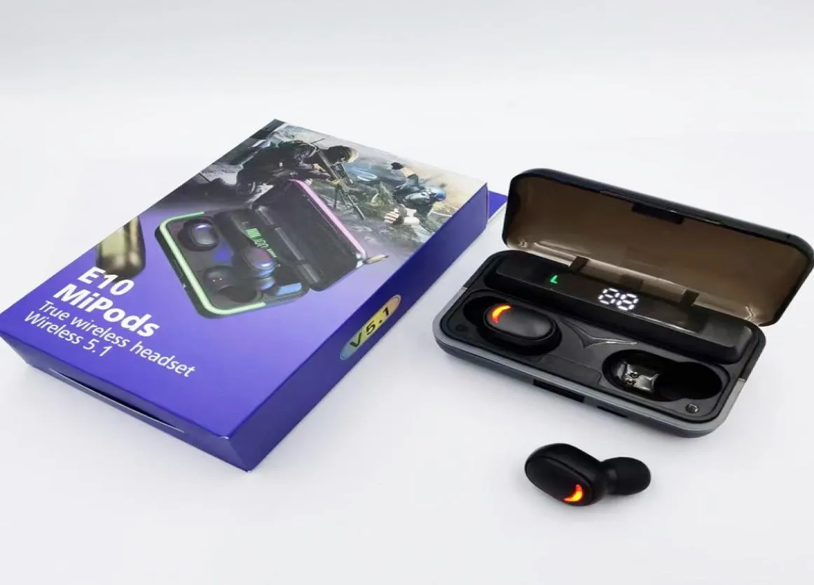 E10 TWS Draadloze koptelefoon Bluetooth-hoofdtelefoon 9D Stereo Sport-oordopjes Gaming-headset met microfoon Powerbank-functie4016516