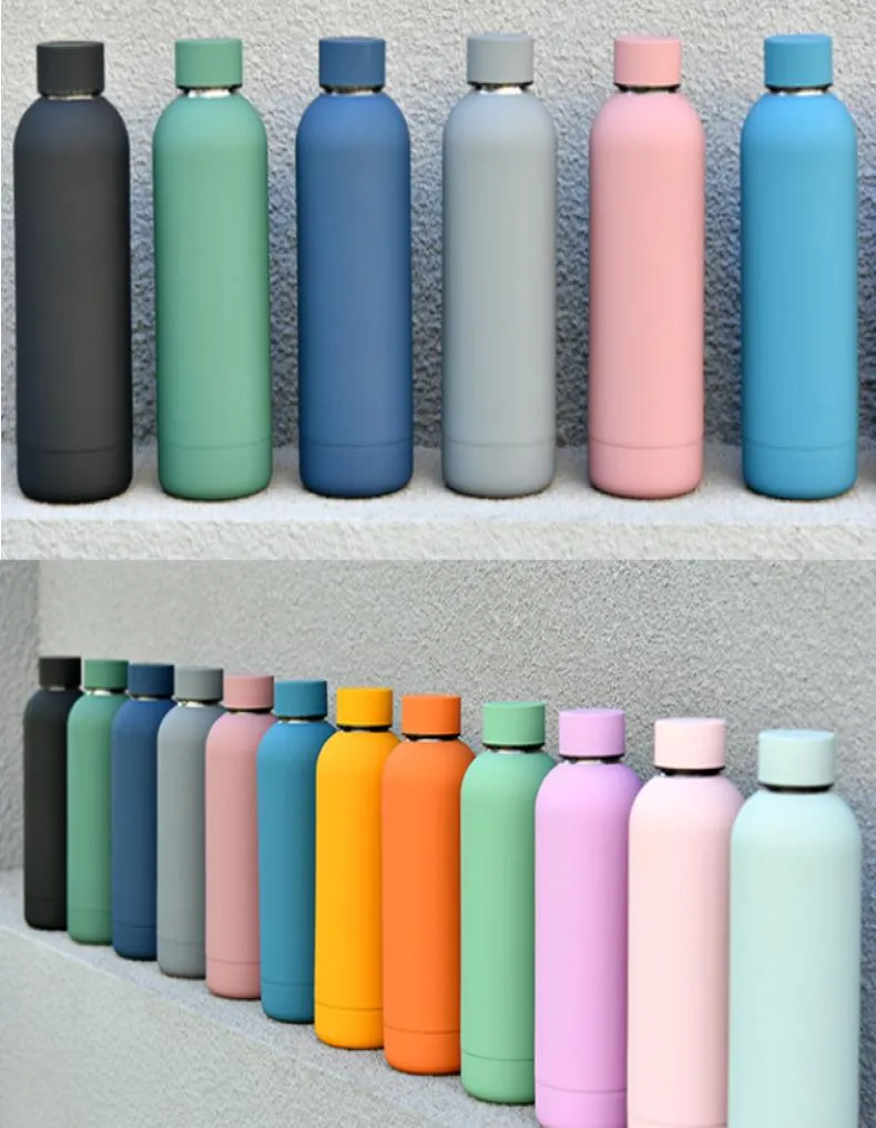 Insulated Water Bottle Macaron Color 304 Stainless Steel Outdoor Frosted WaterBottles Fashion Metal Vacuum Bottles sea ship WLL8841620642