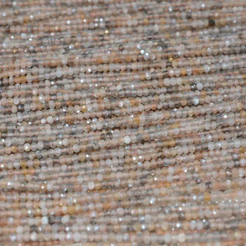 Piedras preciosas sueltas, cuentas de Rondelle facetadas de piedra solar de colores mezclados naturales, 1,8mm x 2,2mm