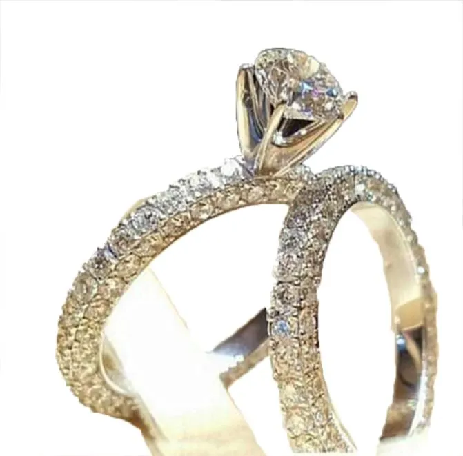 Anel de casamento de aço inoxidável para amantes ip prata cor cristal conjunto de anéis de casal masculino feminino noivado anéis de casamento n727035103