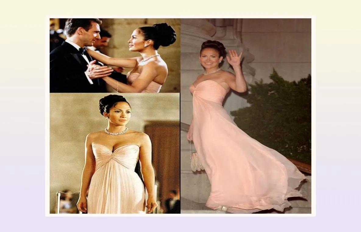 Jennifer Lopez Pink aftonklänning Lång formell Western Celebrity Wear Special Endan Dress Prom Party Gown1163245