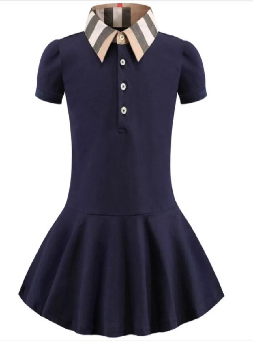 Neonate vestono bambini bavero college vento bowknot manica corta pieghettata polo gonna bambini abbigliamento casual firmato panno per bambini9548580