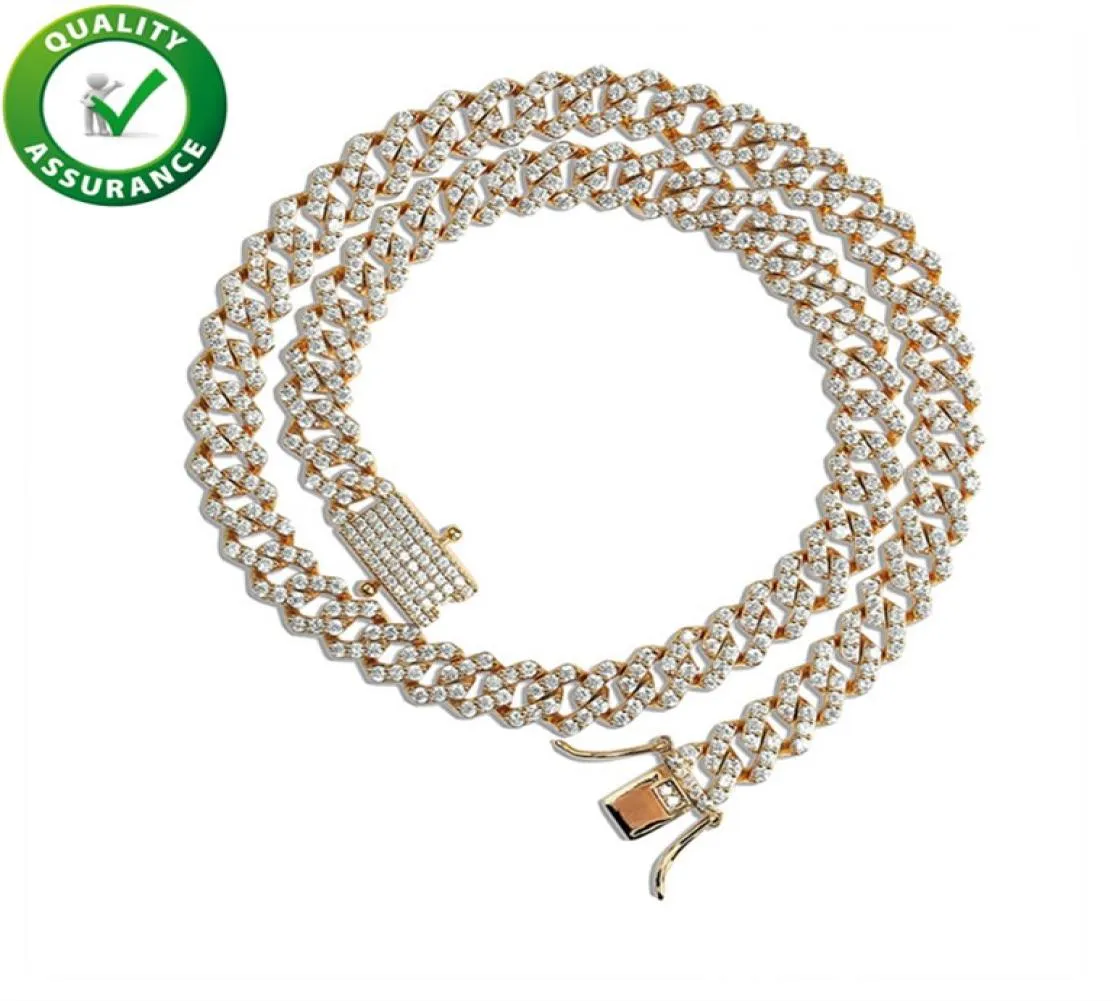 Cadenas heladas Diseñador de lujo Collar Hip Hop Bling Cadenas Joyería Hombres Diamante Cadena de tenis Rapero Moda Enlace cubano Hiphop Ac1863624