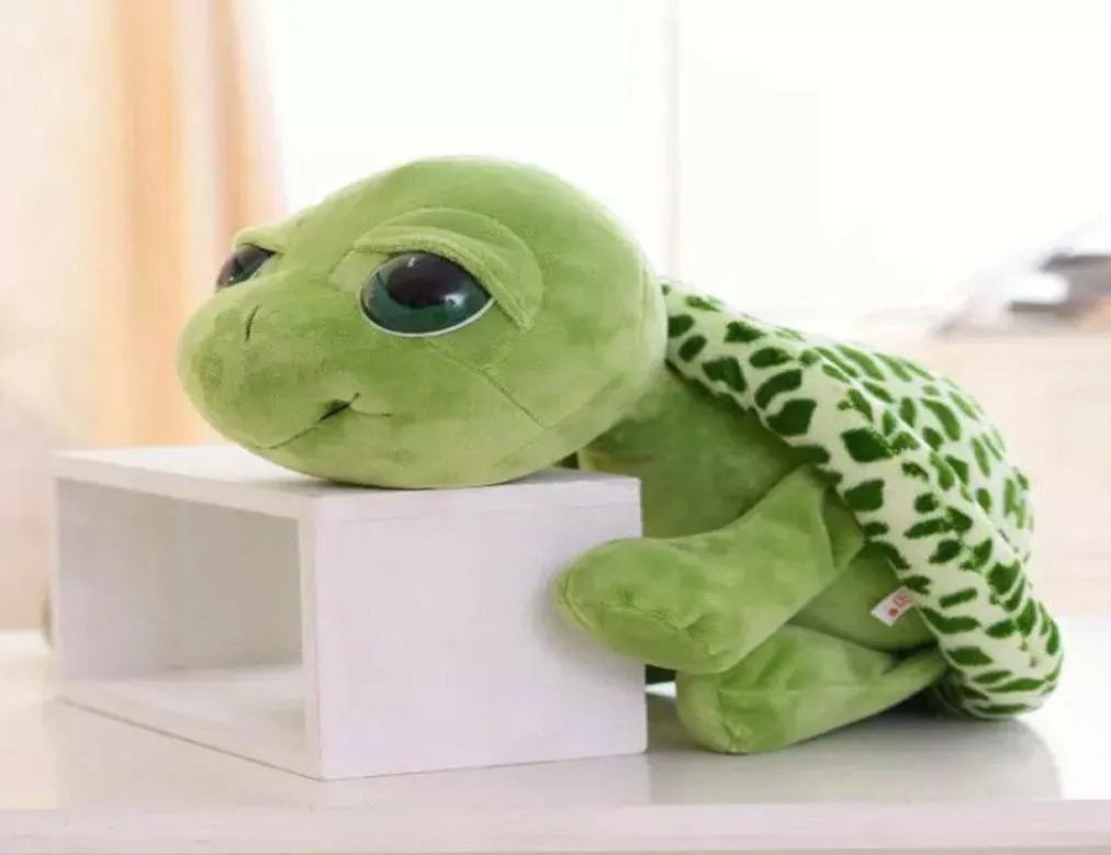 Śliczne dziecko super zielone duże oczy nadziewane żółwia żółwia Plush Pluszowa zabawka dla dzieci prezent 8453767